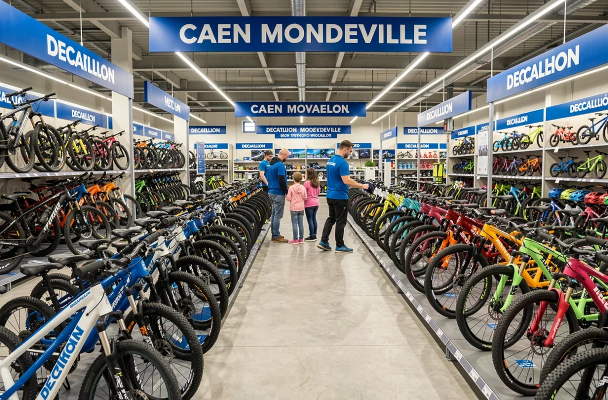 Rayon vélos du Decathlon Caen Mondeville avec un large choix de VTT et vélos de route