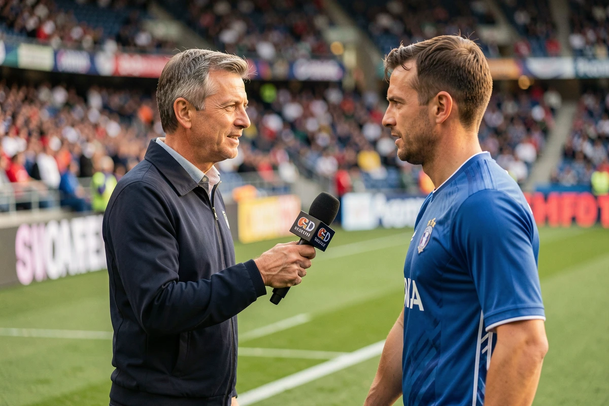 Interview d'un joueur de A-League en bord de terrain après un match, contexte des transferts et classement pour la saison 2026