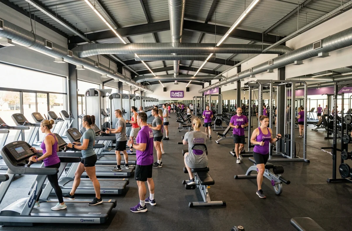 Grande salle de sport Planète Fitness Nîmes Carré Sud avec équipements modernes de cardio et musculation