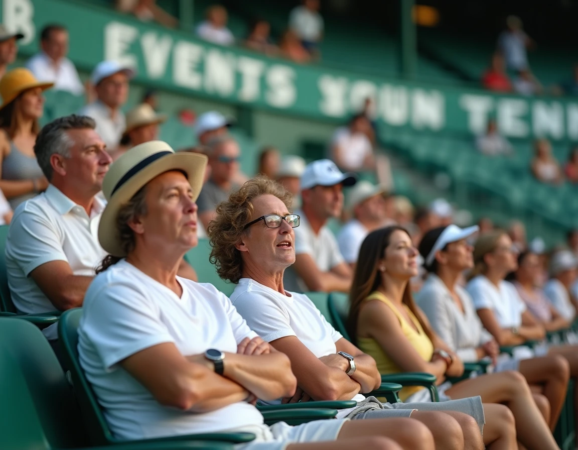 Spectateurs enthousiastes dans les tribunes d'un grand tournoi de tennis en 2026