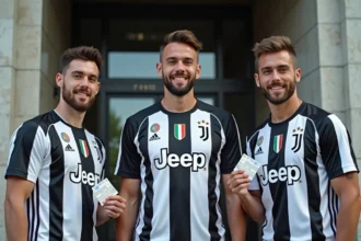 Supporters de la Juventus FC tenant leurs billets devant le stade avant un match de Ligue des champions 2026