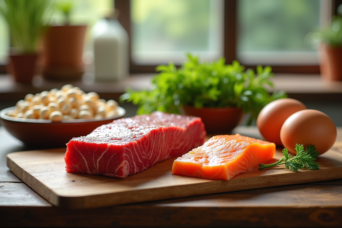 Assortiment de viandes et poissons riches en alternatives de creatine